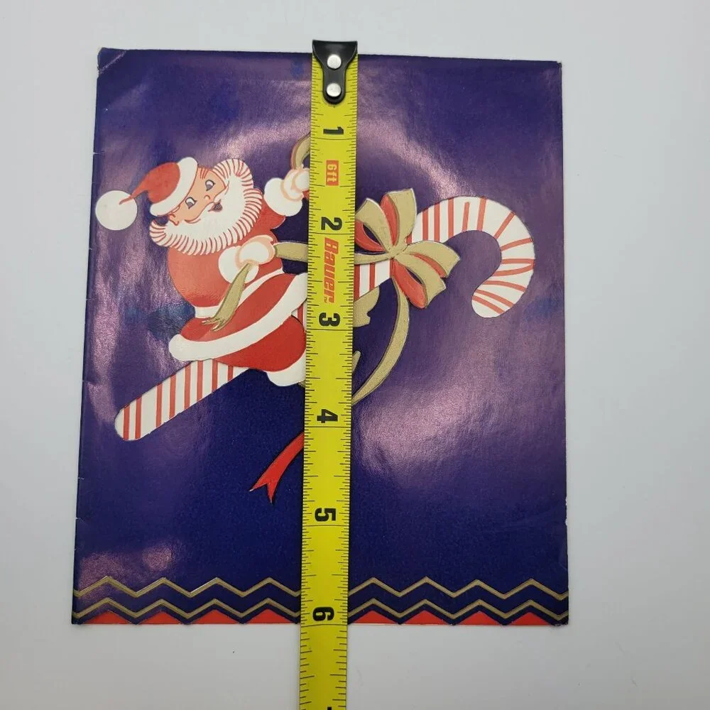 Vintage‎ 1956 Christmas Card With Santa & Candy Cane Design